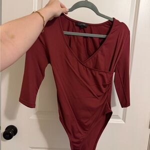 Deep Red Wrap Bodysuit